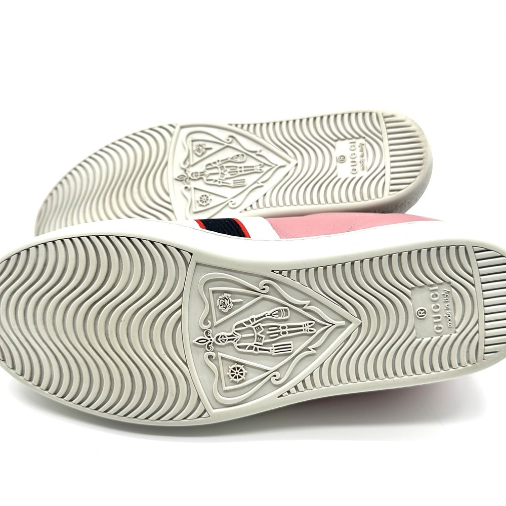 Gucci Bubblegum Pink Leather Ace Logo Stripe Strap Low Top Sneakers 6/36.5 - Picture 14 of 17